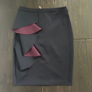 Ted Baker Purple Ruffle Pencil Skirt Size 2